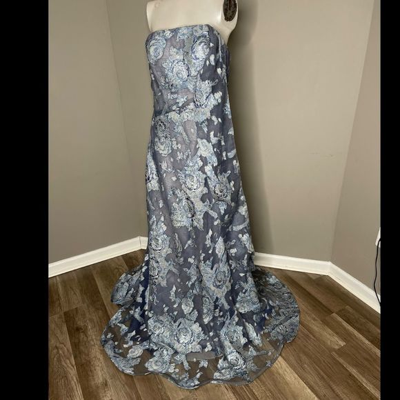 Rene Ruiz Collection Floral Fil Coupé Strapless Gown US 14 $1795 - Picture 6 of 8
